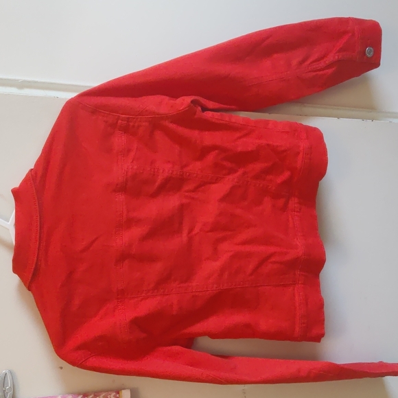 Orange Old Navy Cropped Denim Jacket (Kids) in Large - Picture 2 of 3